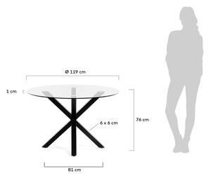 Kulatý jídelní stůl se skleněnou deskou Kave Home, ø 119 cm