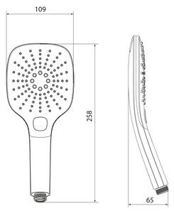 Sapho, Ruční masážní sprcha s tlačítkem, 3 režimy, 109x109mm, ABS/černá mat, 1204-52B