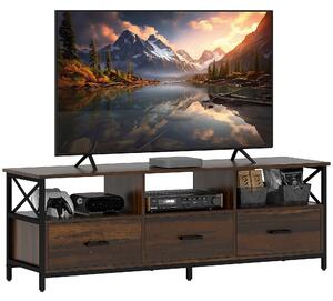 HOMCOM Televizní stolek v industriálním stylu 65" se 3 zásuvkami a 3 otevřenými policemi, dřevěný a kovový televizní kabinet, 147x40x50 cm, černý a ru