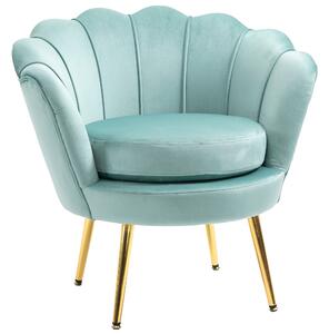 HOMCOM Vintage design křeslo v modrém sametu, vysoké křeslo do ložnice 76x67x74 cm, zelené | Aosom