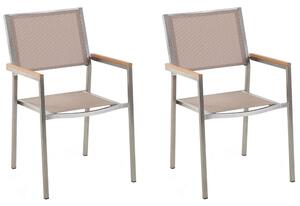 Sada dvou béžových zahradních židlí z nerezové oceli GROSSETO