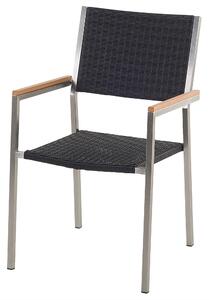 Zahradní židle s ratanovým sedákem černé 2 kusy GROSSETO