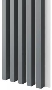 Akustický panel, podklad bílá MDF deska, široká lamela, grafit, 30x275 cm