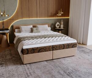Čalouněná postel 160x200 SUVI 2 s úložným prostorem - béžová / hnědá