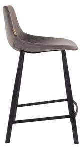 Sada 2 šedých barových židlí se sametovým potahem Dutchbone, výška 91 cm