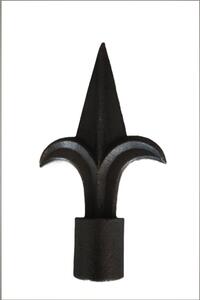 L 134 litinová špice, 137x72mm, litinový prvek, ornament, oplocení, hrot odlitek, brána, plot, polotovar rozměr: Ø16,137x72
