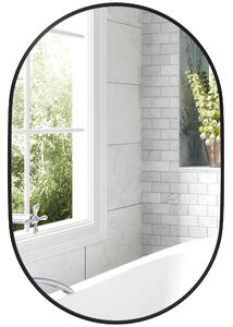 HOMCOM Oválné Koupelnové Zrcadlo 60x90cm z Tepelného Skla, Moderní Nástěnné Zrcadlo s Hliníkovým Rámem, Vertikální/Horizontální Montáž, pro Ložnici, P