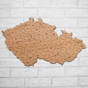 DUBLEZ | Okresy Česka - Dřevěná mapa na zeď