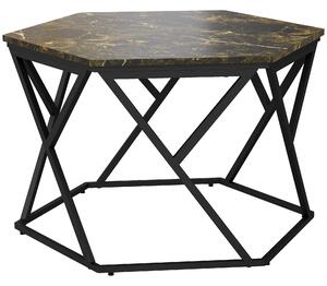 HOMCOM Moderní konferenční stolek s faux mramorovou deskou a MDF a ocelovou konstrukcí, 81x70x51,2cm, Černý | Aosom