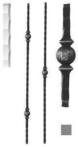 K3141-2, 14x14x1000, kovaná výpň, zábradlí, plot varianta: 1 výkovek (ozdoba uprostřed)