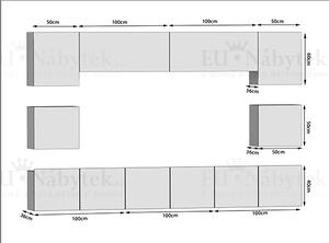 Obývací stěna IMPERIAL III 300 černá lesk / bílá lesk
