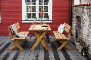 Asko a.s. PARTY - zahradní set stolu s lavicemi, borovice
