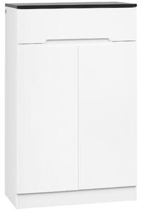 HOMCOM Slim botník pro až 12 párů bot do předsíní a chodeb s 3 nastavitelnými policemi a zásuvkou, lesklý bílý lamino, 60x32x100 cm | Aosom