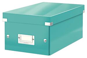 Tyrkysově modrá úložná krabice s víkem Leitz DVD Disc, délka 35 cm