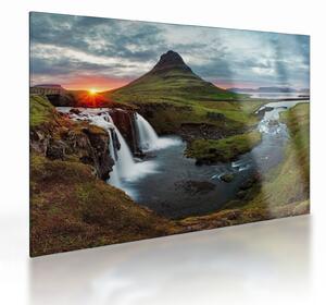 Skleněný obraz - Kirkjufell při západu slunce (70x50 cm)