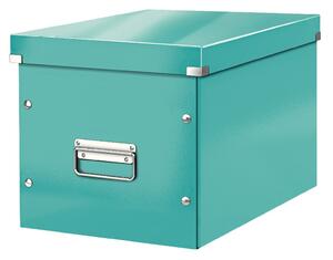 Tyrkysový kartonový úložný box s víkem Click&Store - Leitz