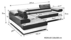 ANTEX MALIBU rozkládací sedací souprava s úložným prostorem světle šedá 277 x 70 - 89 x 203 cm