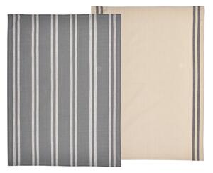 Set 2 béžovo-šedých utěrek z bavlny Södahl, 50 x 70 cm