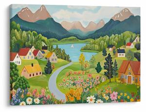 Obraz - Vesnice v horách (70x50 cm)