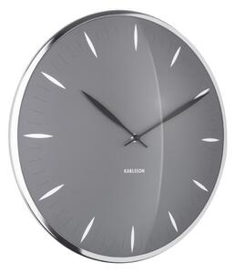 Šedé skleněné nástěnné hodiny Karlsson Leaf, ø 40 cm