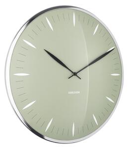 Zelené skleněné nástěnné hodiny Karlsson Leaf, ø 40 cm