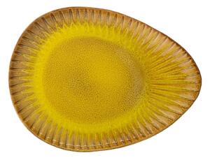 Žlutý servírovací talíř z kameniny Bloomingville Cala, 34 x 25,5 cm