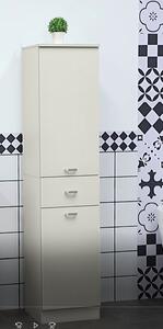 HOMCOM Dřevěná Koupelnová Skříňka se 2 Skříňkami, Centrálním Šuplíkem a Nastavitelnými Policemi, 34x34x150cm, Dřevěná Barva | Aosom
