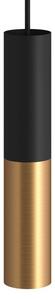 Creative cables Tub-e14, bodový dvojitý kovový válec - stínidlo s objímkou E14 a s kroužky pro stínidlo Barva komponentu: Matná bílá-matná měď