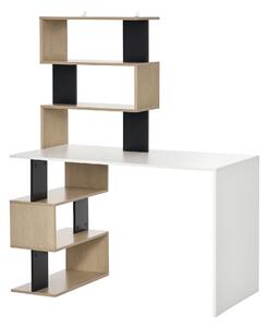 HOMCOM Stůl s knihovnou do ložnice, kancelářský stůl, PC stůl v barevném dřevě, 120x60x148cm | Aosom