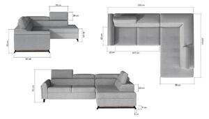 ELTAP KAIROS rohová rozkládací sedačka s úložným prostorem tmavě šedá 265 x 95 x 197 cm