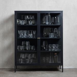 Černá vitrína Unique Furniture Carmel, výška 140 cm