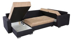 KENIX LEONARDO rozkládací sedací souprava ve tvaru U s úložným prostorem bílo-černá 303 x 71-89 x 170 cm