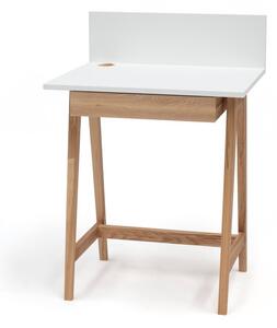 Bílý psací stůl s podnožím z jasanového dřeva Ragaba Luka, délka 65 cm