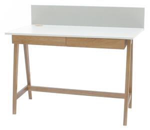 Bílý psací stůl s podnožím z jasanového dřeva Ragaba Luka, délka 110 cm