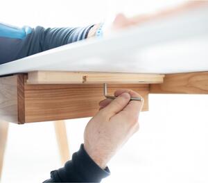 Tyrkysový psací stůl s podnožím z jasanového dřeva Ragaba Luka, délka 85 cm