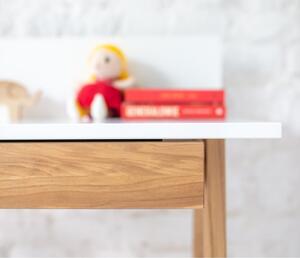 Bílý psací stůl s podnožím z jasanového dřeva Ragaba Luka, délka 110 cm