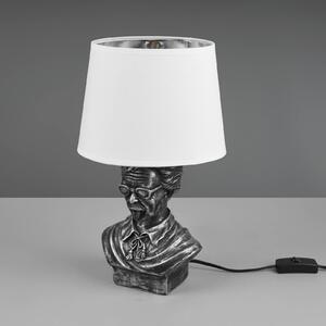 Stolní lampa Albert ve tvaru bysty, stříbrná/bílá