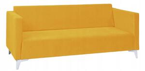 Trojmístná pohovka SIMON - žlutá / nožičky bílý lesk