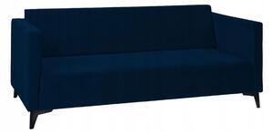 Trojmístná pohovka SIMON - tmavě modrá / nožičky černý lesk