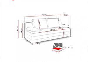 Rozkládací postel s polštáři s úložným prostorem IGOR - šedá / růžové polštáře