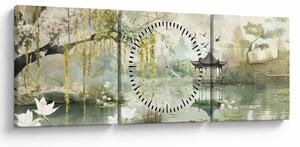 Obraz - Čínské jezero (s hodinami) (90x30 cm)