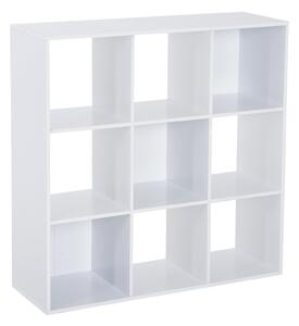 Bílá knihovna HOMCOM pro domácnost a kancelář, moderní regál s 9 přihrádkami z dřevotřísky, 91x29,5x91cm | Aosom