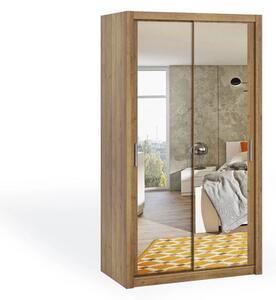 Skříň s posuvnými dveřmi a zrcadlem 180 BRYAN - dub zlatý