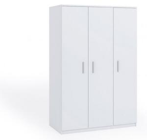 Třídveřová skříň s klasickým otevíráním BRYAN - šířka 135 cm, bílá