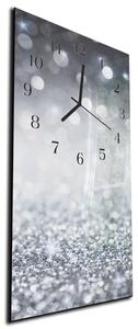 Nástěnné hodiny 30x60cm abstrakt stříbrné třpytky - plexi
