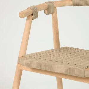 Zahradní židle z eukalyptového dřeva s béžovým výpletem Kave Home Majela