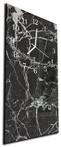 Nástěnné hodiny 30x60cm černo bílý mramor - plexi