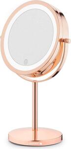 Zrcadlo s dim-upem s LED osvětlením - Dvojitá strana - 5x zvětšení - S dim-dimometrem 17cm - Měděné - kulaté zrcadlo s osvětlením