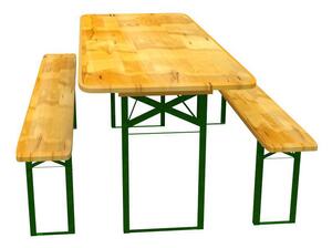 Velký zahradní stůl s borovicového dřeva s lavičkami 80 x 220 cm