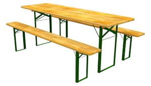 Komplet dřevěných laviček a pevného stolu 70 x 220 cm